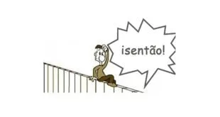 Desenho de homem sentado em cima de um muro com o balão de fala 'isentão!'