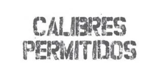 Texto em letras vazadas cinza com os dizeres 'Calibres permitidos' sobre fundo branco