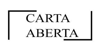 Cartão tipográfico com as palavras 'Carta Aberta' em letras pretas sobre fundo branco