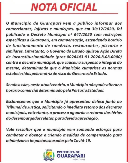 Reabertura do Comércio em Guarapari: Reunião em Vitória