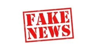 Carimbo vermelho com as palavras 'Fake News' em letras grandes sobre fundo branco