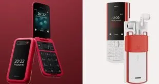 Dois celulares simples lado a lado, um modelo dobrável vermelho e outro com teclado numérico