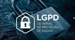 Arte com cadeado e o texto 'LGPD Lei Geral de Proteção de Dados' sobre fundo azul