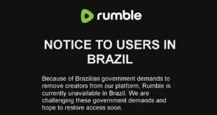 Censura: Rumble indisponível no Brasil