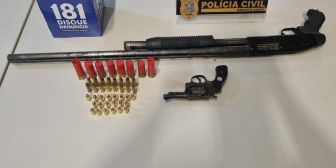 Delegacia de Muniz Freire prende homem e apreende armas e munições após confusão no distrito de Menino Jesus