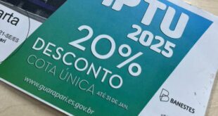 Guarapari terá 20% de desconto no IPTU 2025