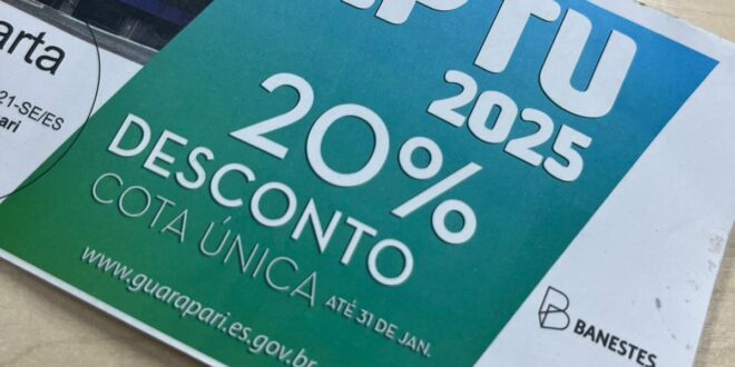 Guarapari terá 20% de desconto no IPTU 2025