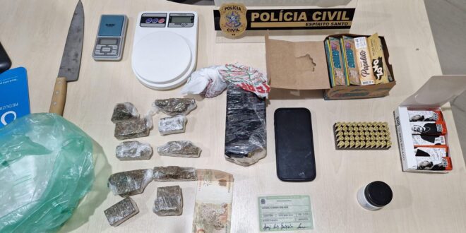 PCES prende homem por tráfico de drogas e posse ilegal de munições no bairro Araçá em Linhares