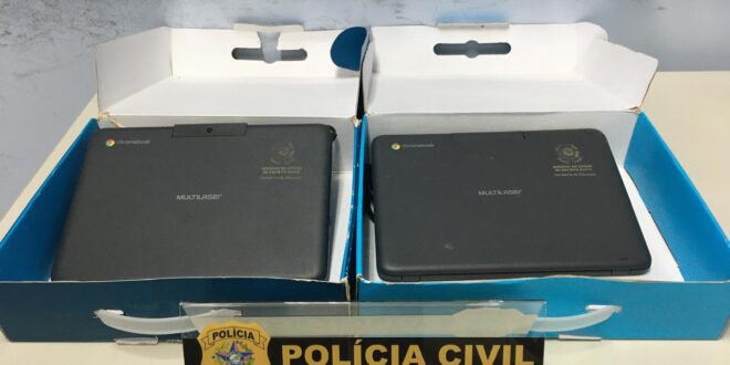 Delegacia de Guaçuí recupera notebooks da Rede Estadual de Educação que estavam em poder de ex-alunos
