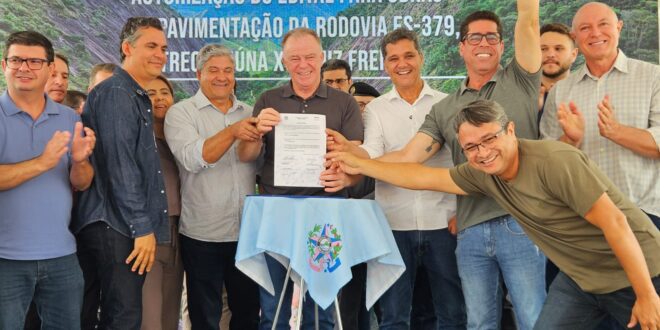 Casagrande vistoria obras da ES-379 em Irupi e anuncia novos investimentos para educação e saúde em Iúna