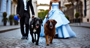 Cães de rua vestem trajes sob medida em cerimônia de casamento
