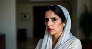 Mulher de véu branco olhando para a câmera em retrato dentro de ambiente fechado