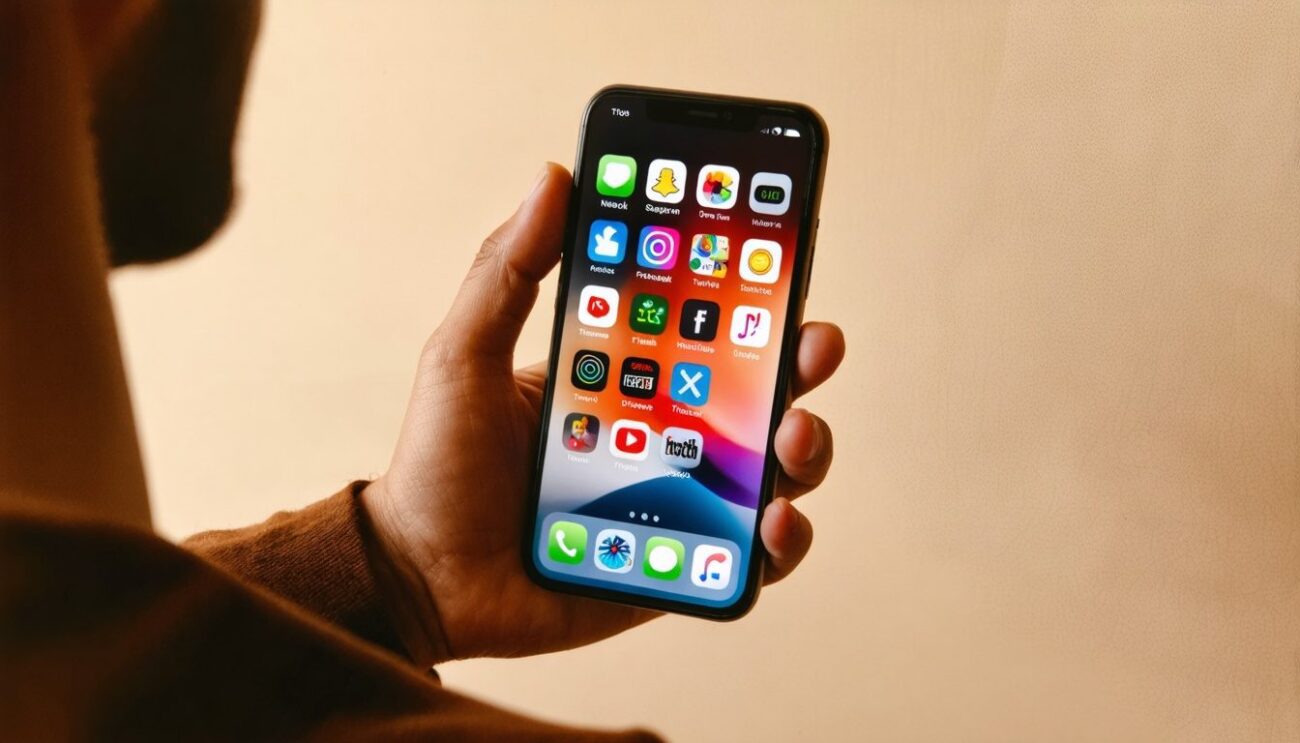 Representação de monitoramento de plataformas digitais com ícones de redes sociais e ferramentas de IA