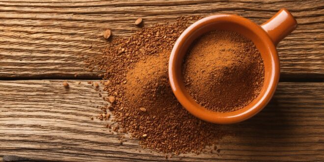 Sacas de café solúvel brasileiro prontas para exportação em porto
