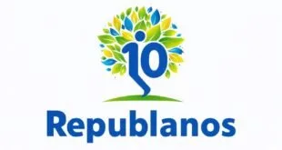 Logotipo com figura humana e folhas coloridas sobre fundo branco, imagem ilustrativa de partido