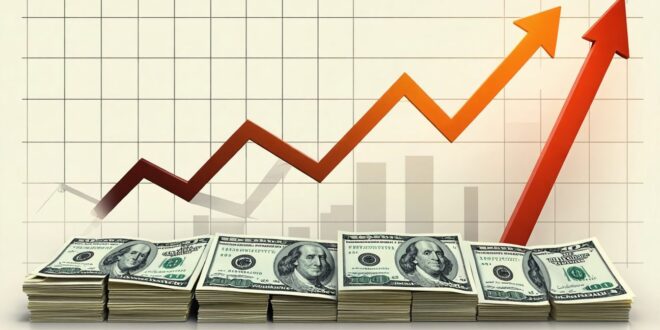 Gráficos de cotação do Ibovespa e Bitcoin em alta durante semana de dados econômicos