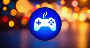 Controle de videogame em ícone azul, símbolo de jogos grátis no Steam