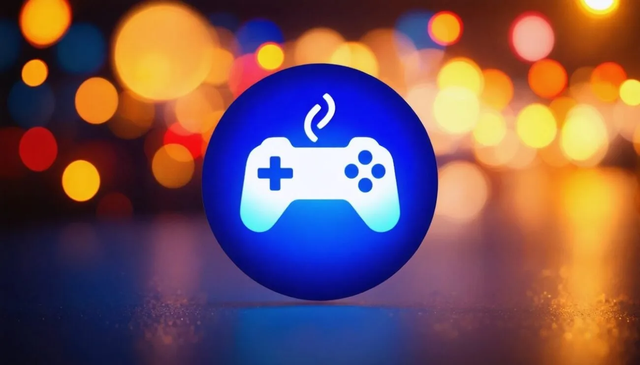 Controle de videogame em ícone azul, símbolo de jogos grátis no Steam