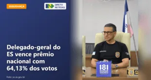 Delegado-geral do ES vence prêmio nacional com 64,13% dos votos — Direto Notícias