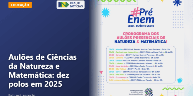 Aulões de Ciências da Natureza e Matemática: dez polos em 2025 — Direto Notícias