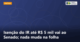 Isenção do IR até R$ 5 mil vai ao Senado; nada muda na folha — Direto Notícias