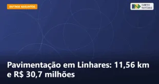 Pavimentação em Linhares: 11,56 km e R$ 30,7 milhões — Direto Notícias