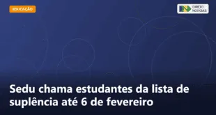 Sedu chama estudantes da lista de suplência até 6 de fevereiro — Direto Notícias