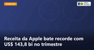 Receita da Apple bate recorde com US$ 143,8 bi no trimestre — Direto Notícias