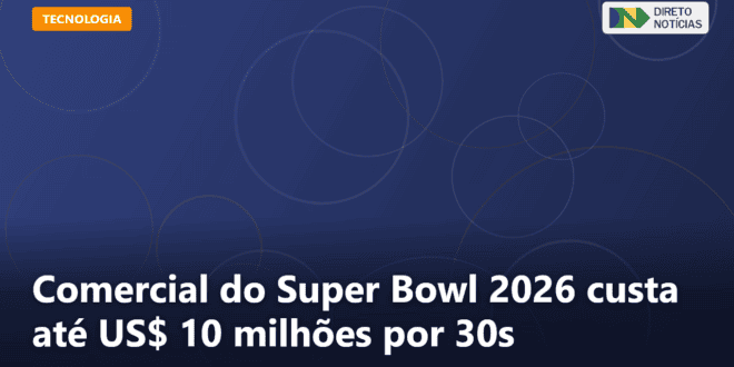 Comercial do Super Bowl 2026 custa até US$ 10 milhões por 30s — Direto Notícias