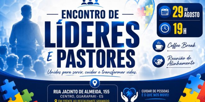 Pastores e lideranças religiosas reunidos em encontro evangélico em Guarapari
