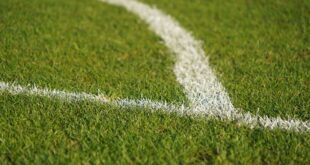 Linha branca pintada no gramado de um campo de futebol, ilustração sobre Bahia vira sobre o Bragantino