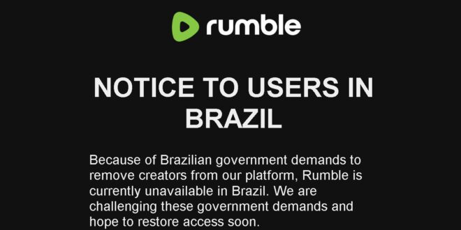 Censura: Rumble indisponível no Brasil