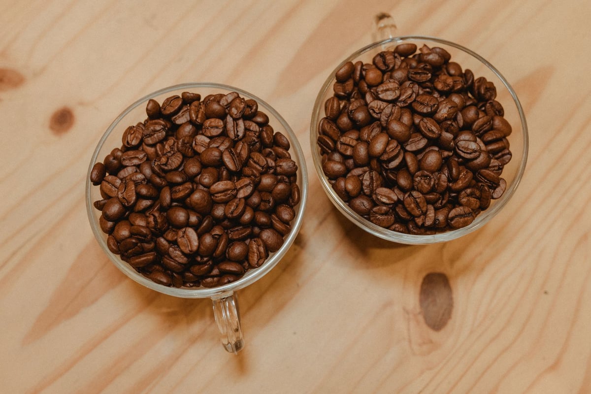 Grãos de café secando ao sol em terreiro de fazenda antiga